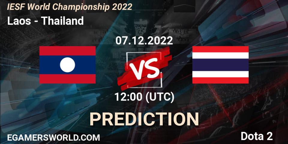 Prognoza Laos - Thailand. 07.12.2022 at 10:43, Dota 2, IESF World Championship 2022 