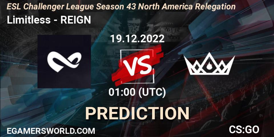 Prognoza Limitless - REIGN. 19.12.22, CS2 (CS:GO), ESL Challenger League Season 43 North America Relegation