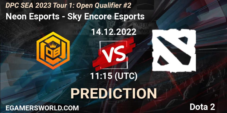 Prognoza Neon Esports - Sky Encore Esports. 14.12.2022 at 11:18, Dota 2, DPC SEA 2023 Tour 1: Open Qualifier #2