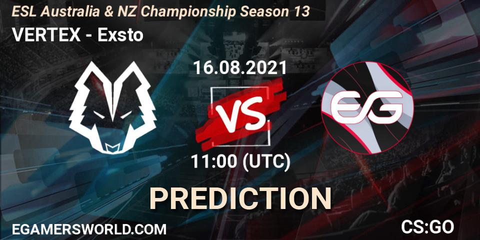 Prognoza VERTEX - Exsto. 16.08.21, CS2 (CS:GO), ESL Australia & NZ Championship Season 13