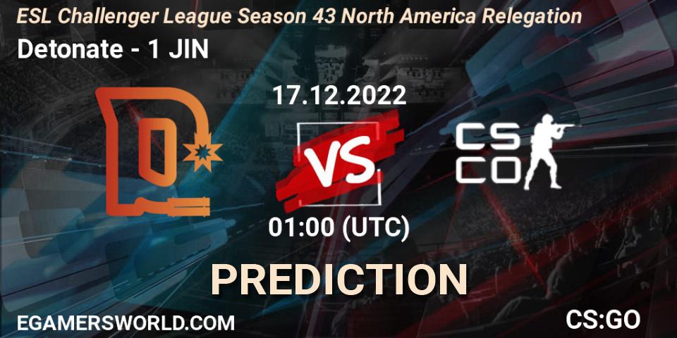 Prognoza Detonate - 1 JIN. 17.12.2022 at 01:00, Counter-Strike (CS2), ESL Challenger League Season 43 North America Relegation