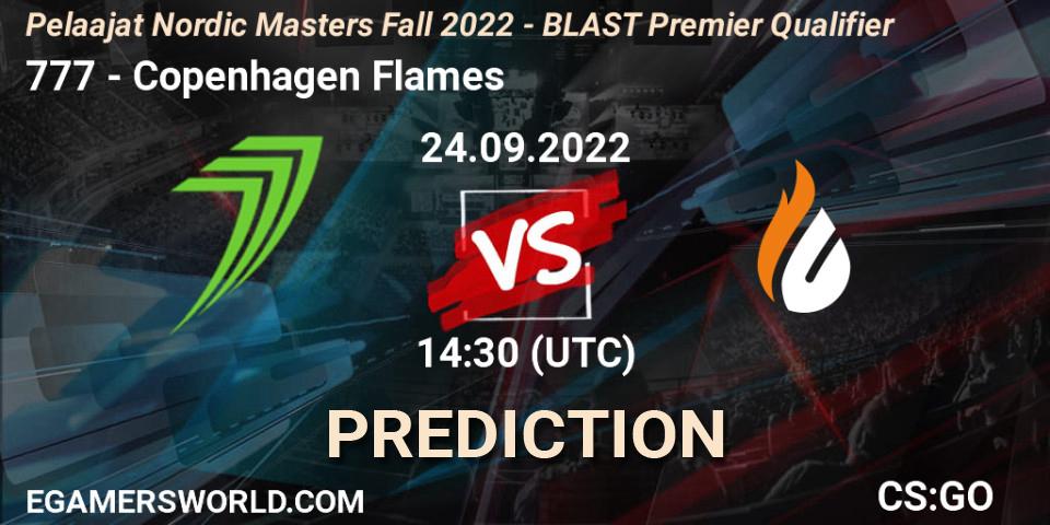 Prognoza 777 - Copenhagen Flames. 24.09.2022 at 14:30, Counter-Strike (CS2), Pelaajat.com Nordic Masters: Fall 2022