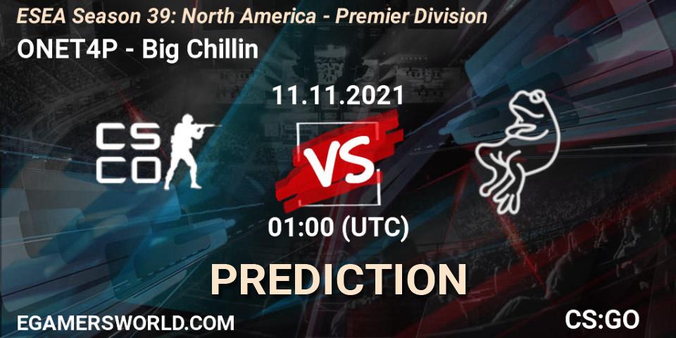 Prognoza ONET4P - Big Chillin. 11.11.2021 at 01:00, Counter-Strike (CS2), ESEA Season 39: North America - Premier Division