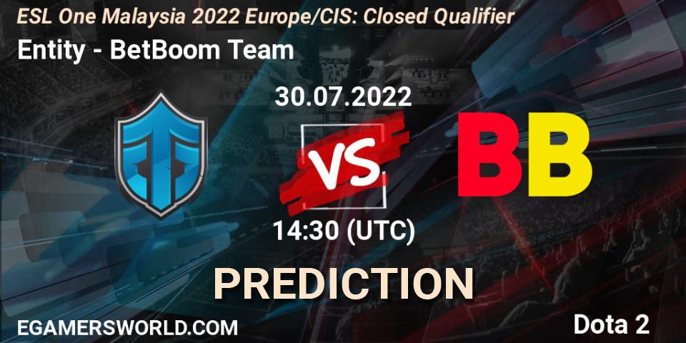 Prognoza Entity - BetBoom Team. 30.07.22, Dota 2, ESL One Malaysia 2022 Europe/CIS: Closed Qualifier