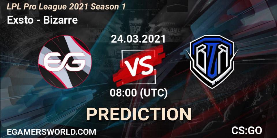Prognoza Exsto - Bizarre. 24.03.2021 at 08:00, Counter-Strike (CS2), LPL Pro League 2021 Season 1