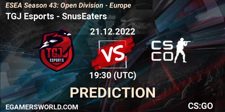 Prognoza TGJ Esports - SnusEaters. 21.12.2022 at 19:30, Counter-Strike (CS2), ESEA Season 43: Open Division - Europe