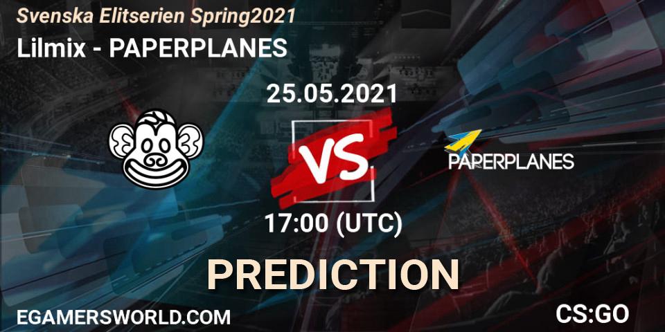 Prognoza Lilmix - PAPERPLANES. 25.05.2021 at 17:00, Counter-Strike (CS2), Svenska Elitserien Spring 2021