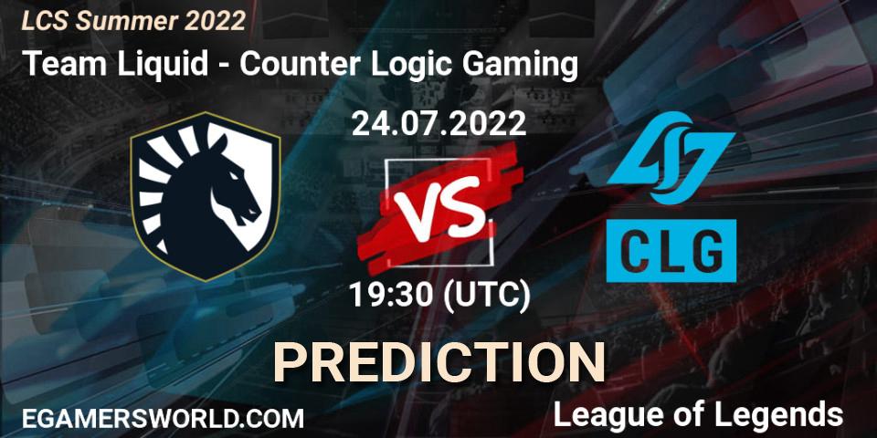 Prognoza Team Liquid - Counter Logic Gaming. 24.07.22, LoL, LCS Summer 2022