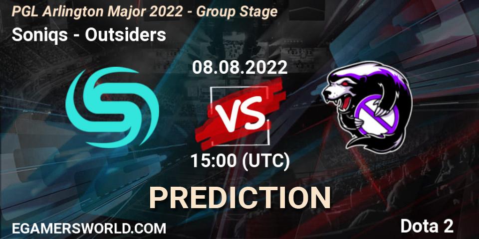 Prognoza Soniqs - Outsiders. 08.08.2022 at 15:01, Dota 2, PGL Arlington Major 2022 - Group Stage