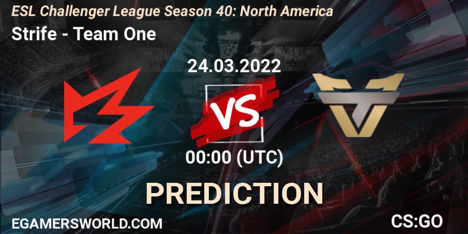 Prognoza Strife - Team One. 24.03.2022 at 00:00, Counter-Strike (CS2), ESL Challenger League Season 40: North America