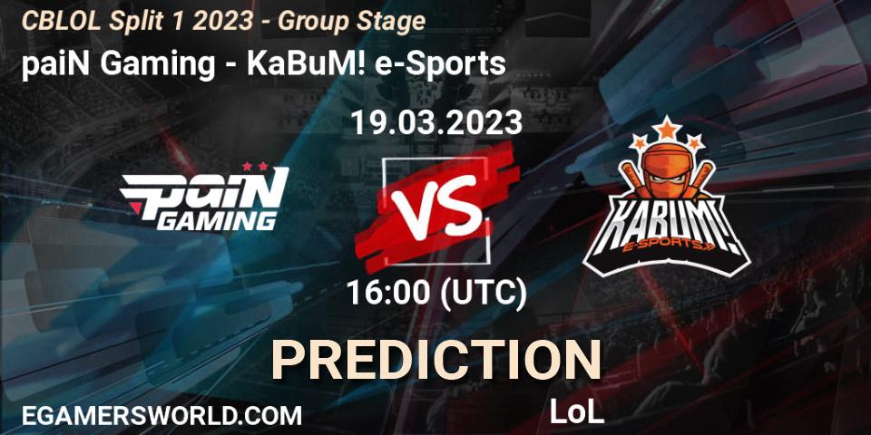 Prognoza paiN Gaming - KaBuM! e-Sports. 19.03.2023 at 16:00, LoL, CBLOL Split 1 2023 - Group Stage