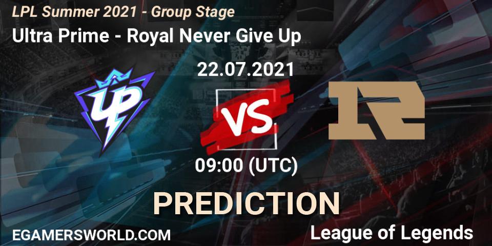 Prognoza Ultra Prime - Royal Never Give Up. 22.07.2021 at 09:00, LoL, LPL Summer 2021 - Group Stage