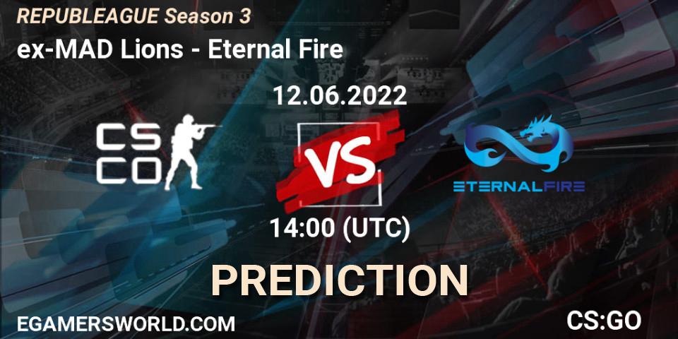 Prognoza ex-MAD Lions - Eternal Fire. 12.06.2022 at 14:00, Counter-Strike (CS2), REPUBLEAGUE Season 3