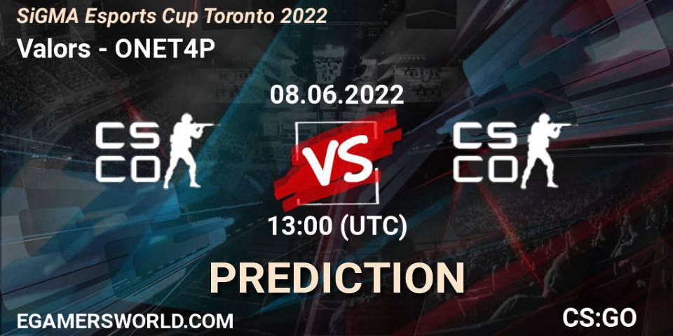 Prognoza Valors - ONET4P. 08.06.2022 at 13:00, Counter-Strike (CS2), SiGMA Esports Cup Toronto 2022