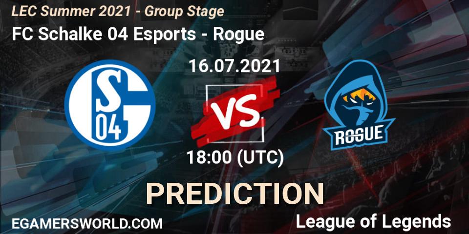 Prognoza FC Schalke 04 Esports - Rogue. 25.06.21, LoL, LEC Summer 2021 - Group Stage