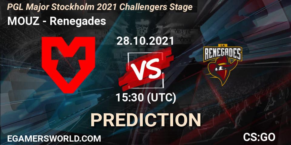 Prognoza MOUZ - Renegades. 28.10.21, CS2 (CS:GO), PGL Major Stockholm 2021 Challengers Stage