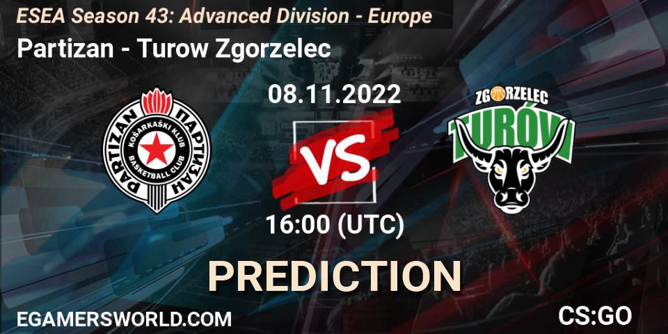 Prognoza Partizan - Turow Zgorzelec. 08.11.2022 at 16:00, Counter-Strike (CS2), ESEA Season 43: Advanced Division - Europe
