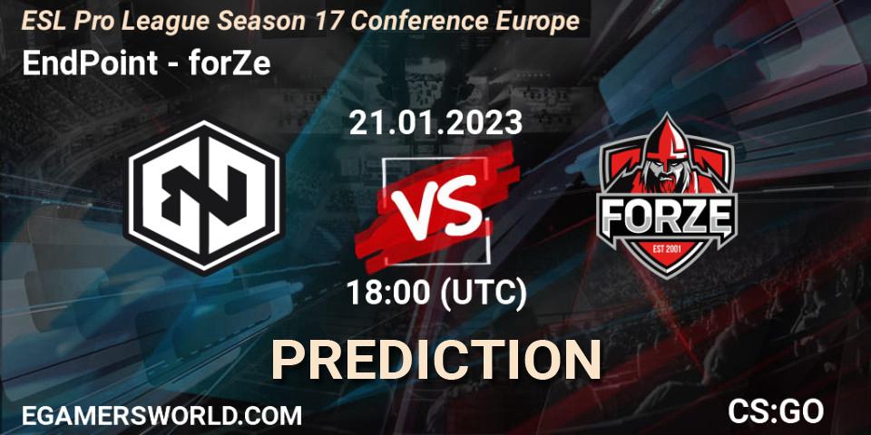 Prognoza EndPoint - forZe. 21.01.23, CS2 (CS:GO), ESL Pro League Season 17 Conference Europe