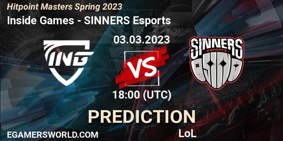Prognoza Inside Games - SINNERS Esports. 03.02.2023 at 18:00, LoL, Hitpoint Masters Spring 2023