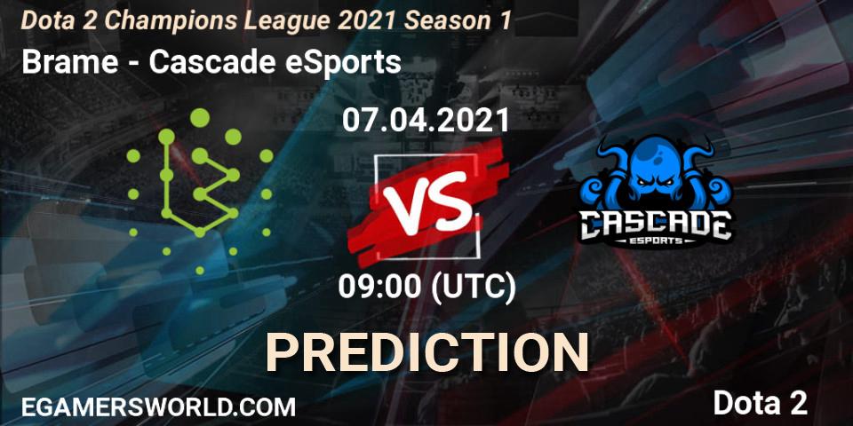 Prognoza Brame - Cascade eSports. 08.04.2021 at 09:07, Dota 2, Dota 2 Champions League 2021 Season 1