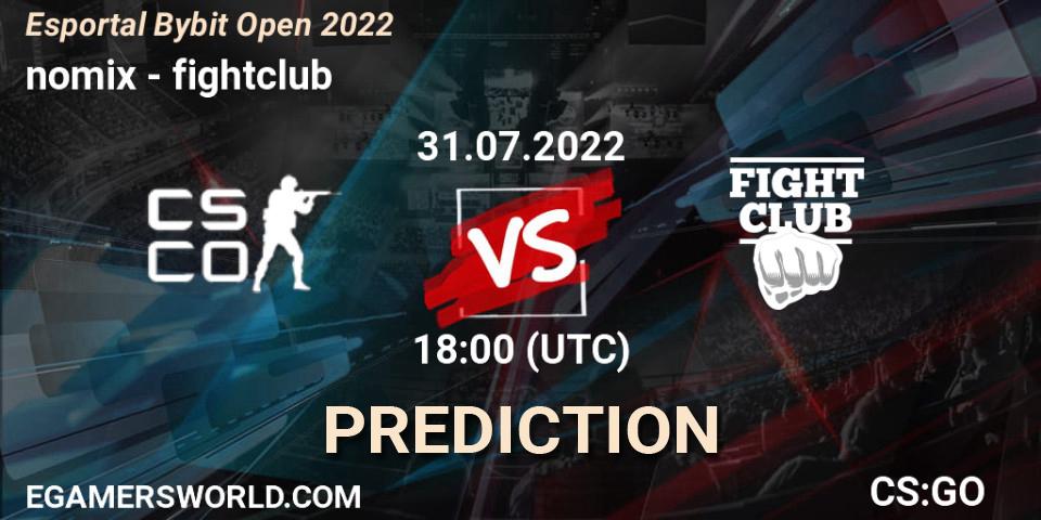 Prognoza nomix - fightclub. 31.07.2022 at 17:00, Counter-Strike (CS2), Esportal Bybit Open 2022