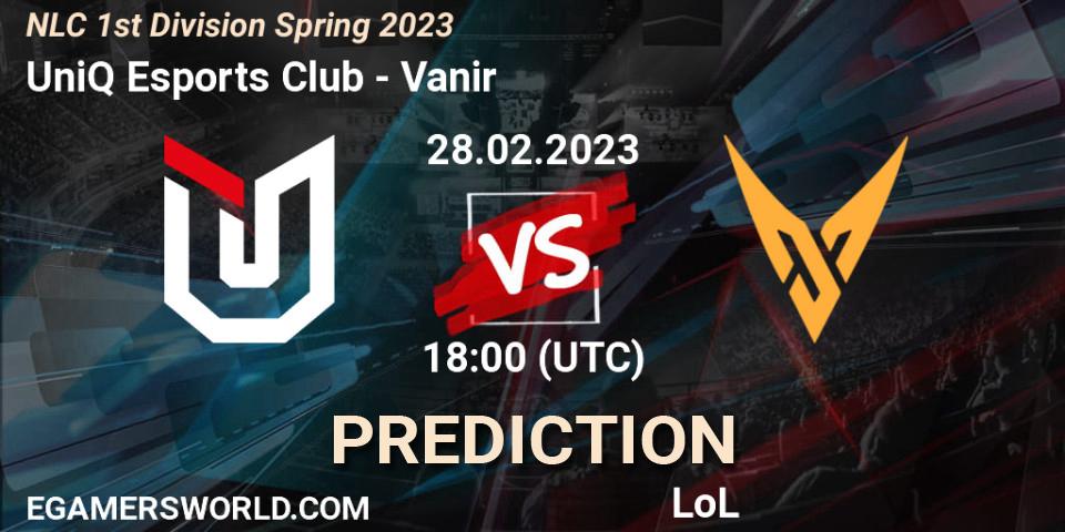 Prognoza UniQ Esports Club - Vanir. 28.02.2023 at 18:00, LoL, NLC 1st Division Spring 2023