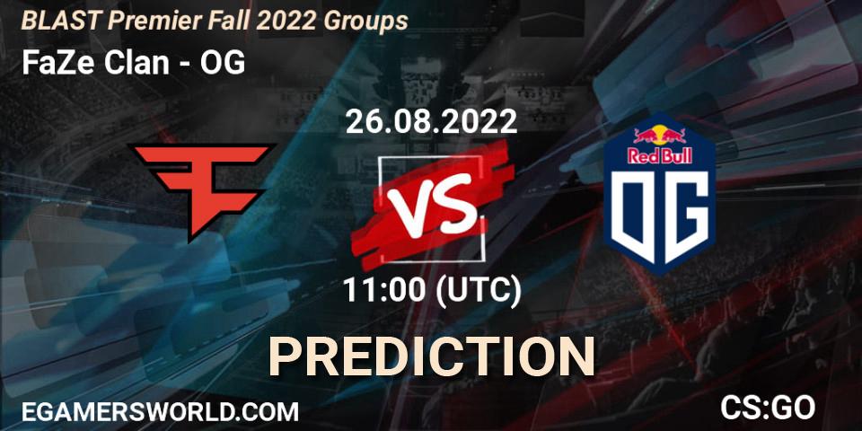 Prognoza FaZe Clan - OG. 26.08.2022 at 11:00, Counter-Strike (CS2), BLAST Premier Fall 2022 Groups