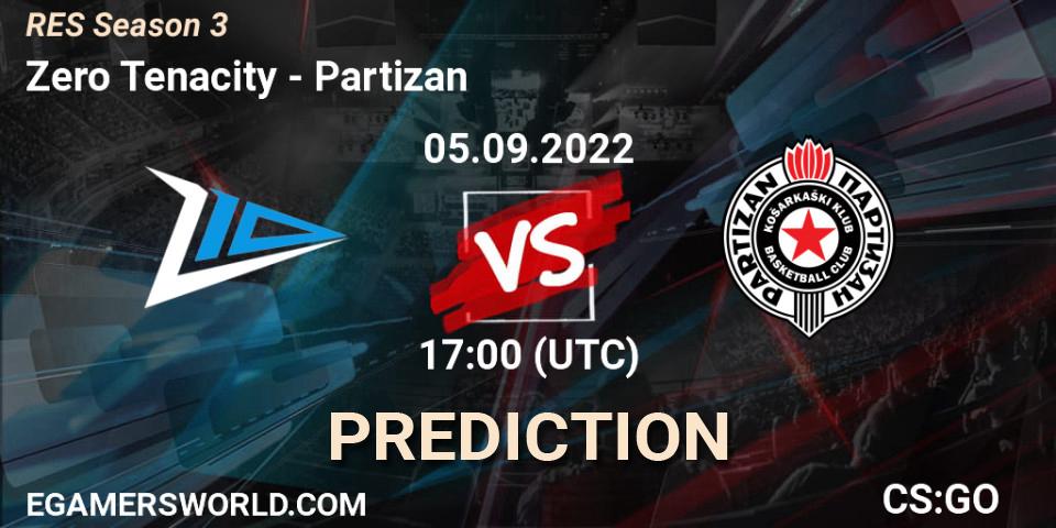 Prognoza Zero Tenacity - Partizan. 05.09.2022 at 17:00, Counter-Strike (CS2), RES Season 3
