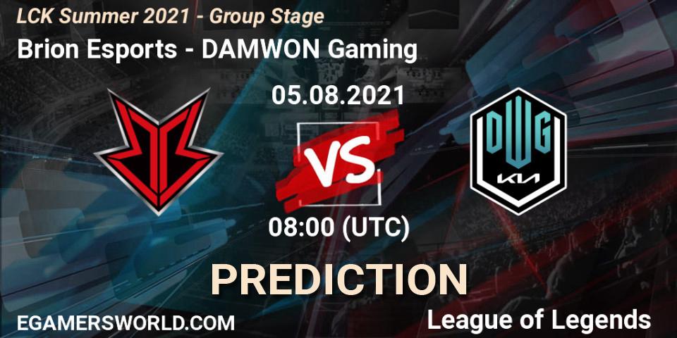 Prognoza Brion Esports - DAMWON Gaming. 05.08.21, LoL, LCK Summer 2021 - Group Stage