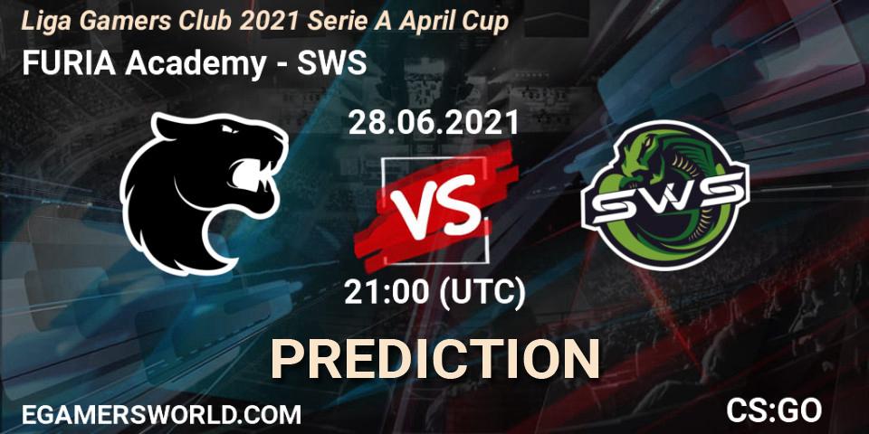 Prognoza FURIA Academy - SWS. 28.06.2021 at 21:00, Counter-Strike (CS2), Liga Gamers Club 2021 Serie A April Cup