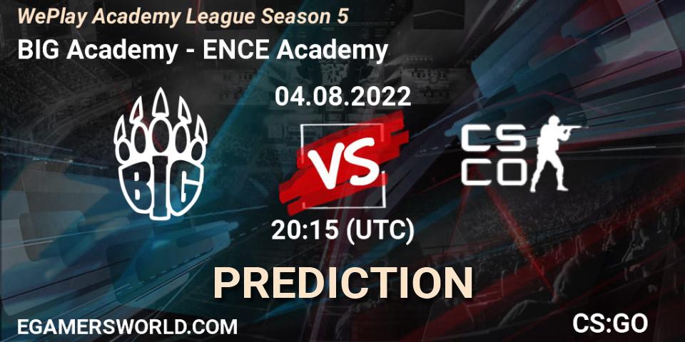Prognoza BIG Academy - ENCE Academy. 04.08.2022 at 20:15, Counter-Strike (CS2), WePlay Academy League Season 5
