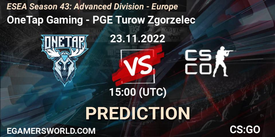 Prognoza OneTap Gaming - PGE Turow Zgorzelec. 23.11.22, CS2 (CS:GO), ESEA Season 43: Advanced Division - Europe