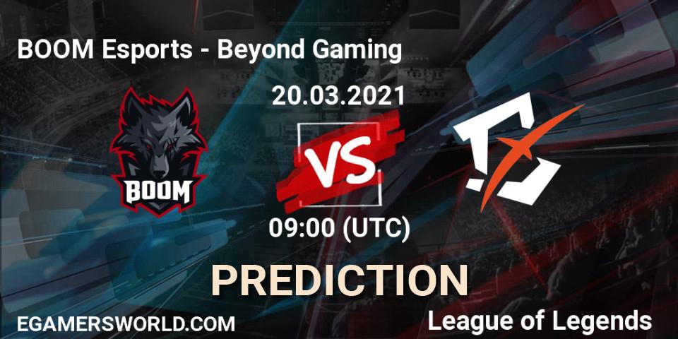 Prognoza BOOM Esports - Beyond Gaming. 20.03.2021 at 10:30, LoL, PCS Spring 2021 - Group Stage