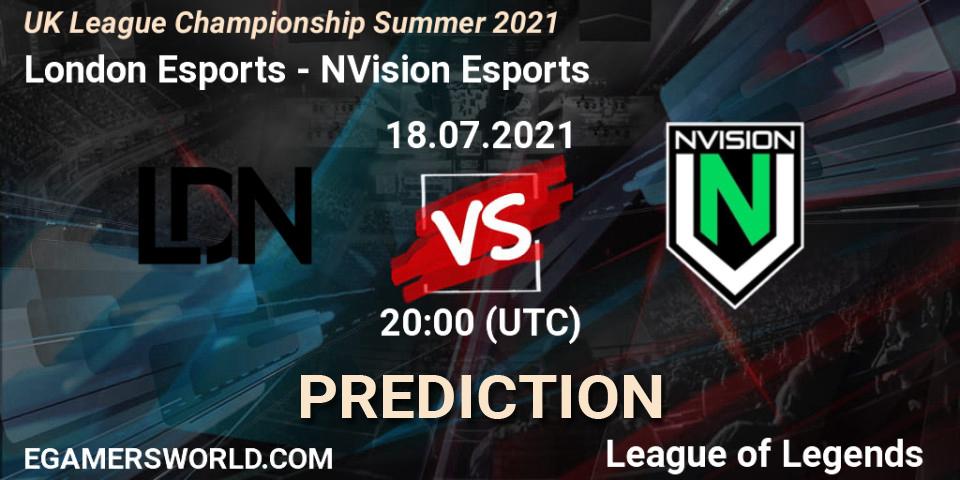 Prognoza London Esports - NVision Esports. 18.07.2021 at 20:00, LoL, UK League Championship Summer 2021