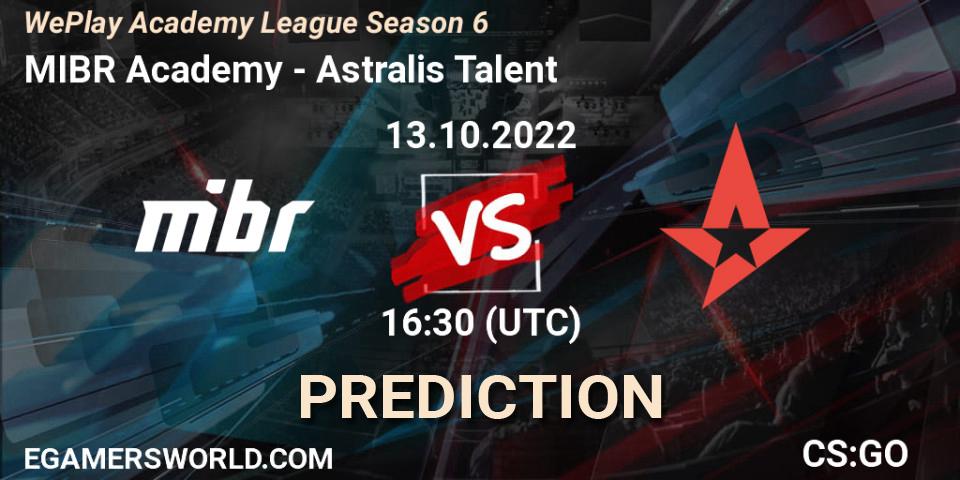 Prognoza MIBR Academy - Astralis Talent. 13.10.2022 at 16:30, Counter-Strike (CS2), WePlay Academy League Season 6