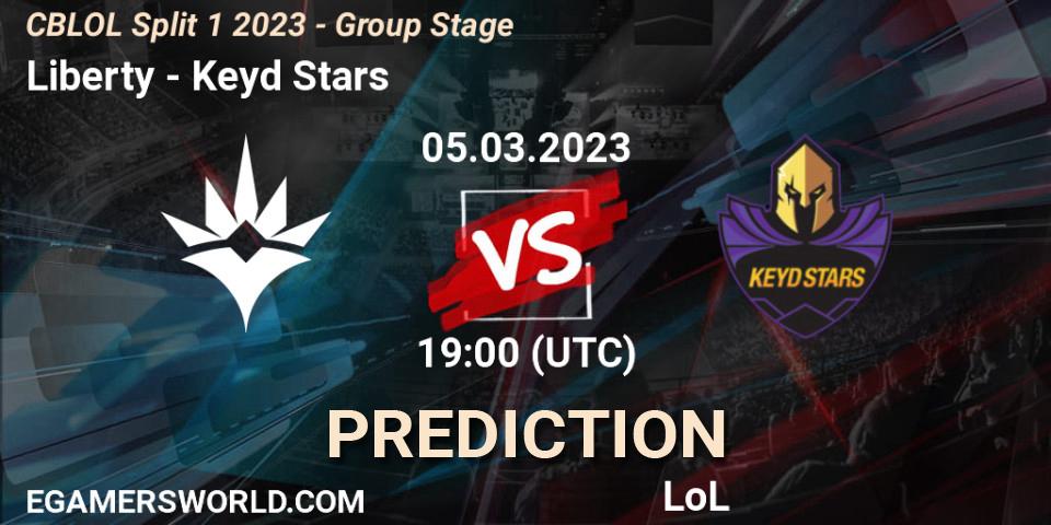 Prognoza Liberty - Keyd Stars. 05.03.2023 at 19:00, LoL, CBLOL Split 1 2023 - Group Stage
