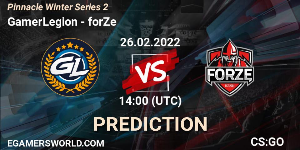 Prognoza GamerLegion - forZe. 26.02.2022 at 14:00, Counter-Strike (CS2), Pinnacle Winter Series 2