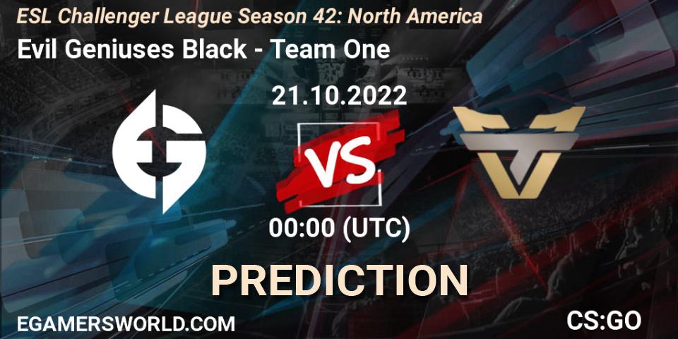 Prognoza Evil Geniuses Black - Team One. 21.10.2022 at 01:00, Counter-Strike (CS2), ESL Challenger League Season 42: North America