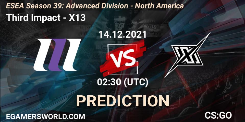 Prognoza Third Impact - X13. 14.12.2021 at 01:00, Counter-Strike (CS2), ESEA Season 39: Advanced Division - North America