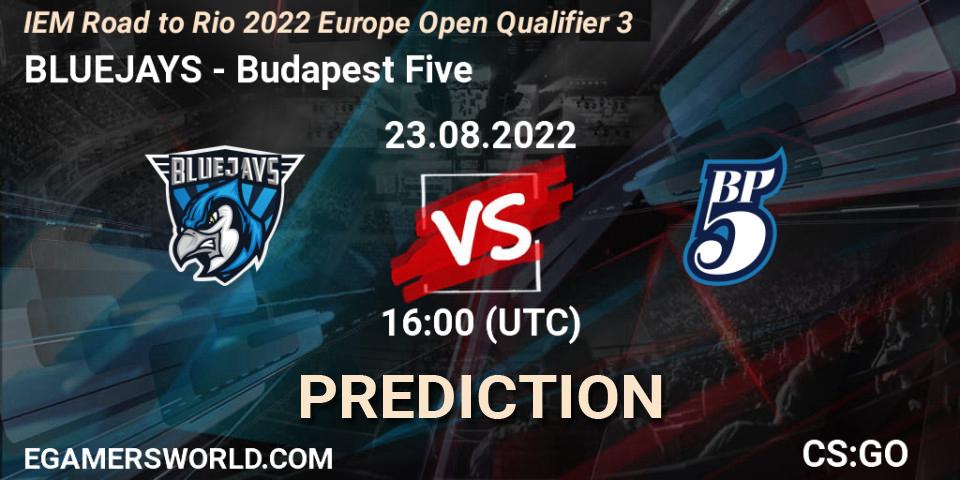 Prognoza BLUEJAYS - Budapest Five. 23.08.2022 at 16:05, Counter-Strike (CS2), IEM Road to Rio 2022 Europe Open Qualifier 3