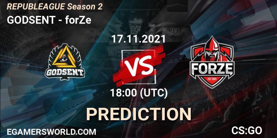 Prognoza GODSENT - forZe. 17.11.2021 at 18:00, Counter-Strike (CS2), REPUBLEAGUE Season 2