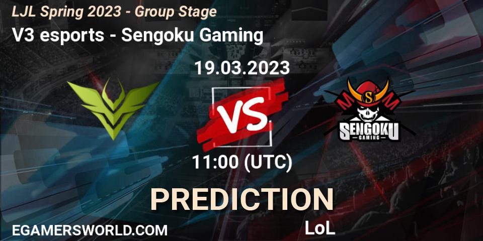 Prognoza V3 esports - Sengoku Gaming. 19.03.2023 at 11:00, LoL, LJL Spring 2023 - Group Stage