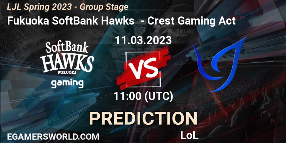 Prognoza Fukuoka SoftBank Hawks - Crest Gaming Act. 11.03.2023 at 11:15, LoL, LJL Spring 2023 - Group Stage