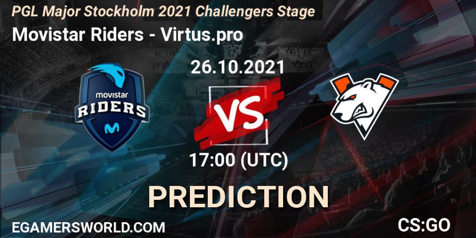 Prognoza Movistar Riders - Virtus.pro. 26.10.2021 at 18:25, Counter-Strike (CS2), PGL Major Stockholm 2021 Challengers Stage