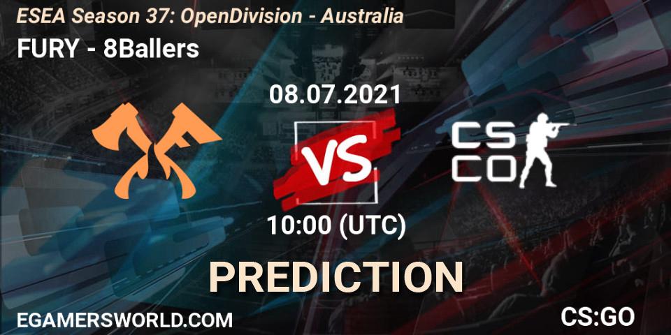 Prognoza FURY - 8Ballers. 08.07.2021 at 10:00, Counter-Strike (CS2), ESEA Season 37: Open Division - Australia