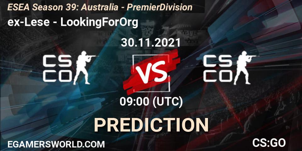 Prognoza ex-Lese - LookingForOrg. 30.11.2021 at 09:00, Counter-Strike (CS2), ESEA Season 39: Australia - Premier Division