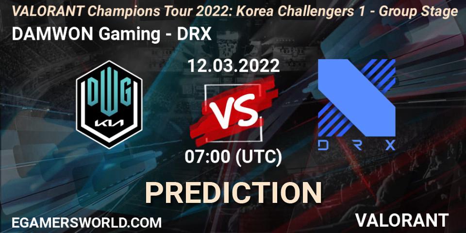 Prognoza DAMWON Gaming - DRX. 12.03.2022 at 07:00, VALORANT, VCT 2022: Korea Challengers 1 - Group Stage