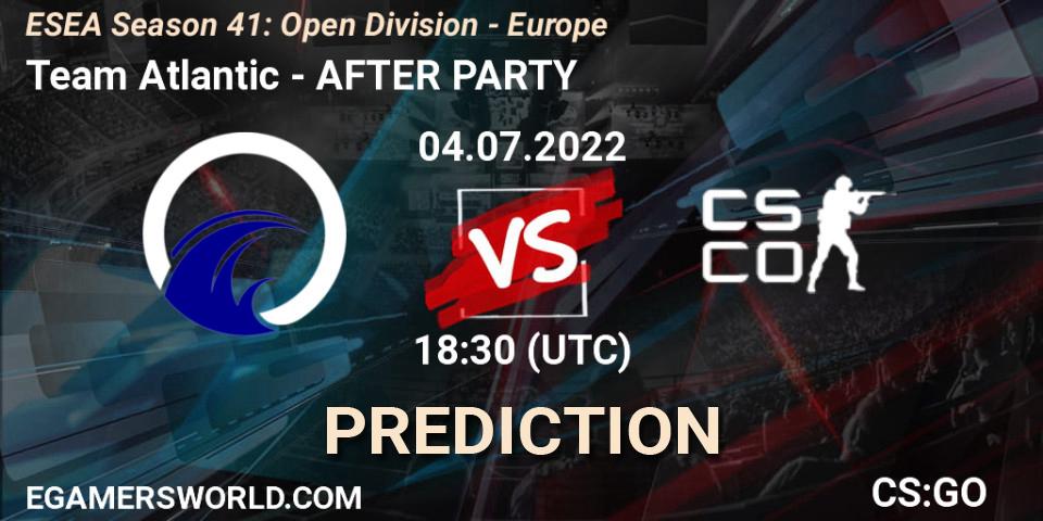 Prognoza Team Atlantic - AFTER PARTY. 04.07.2022 at 17:30, Counter-Strike (CS2), ESEA Season 41: Open Division - Europe