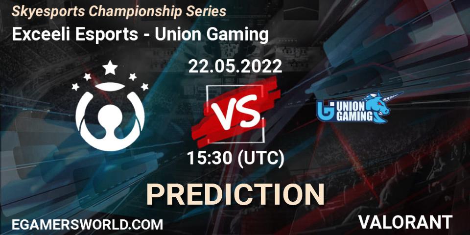 Prognoza Exceeli Esports - Union Gaming. 22.05.2022 at 15:30, VALORANT, Skyesports Championship Series