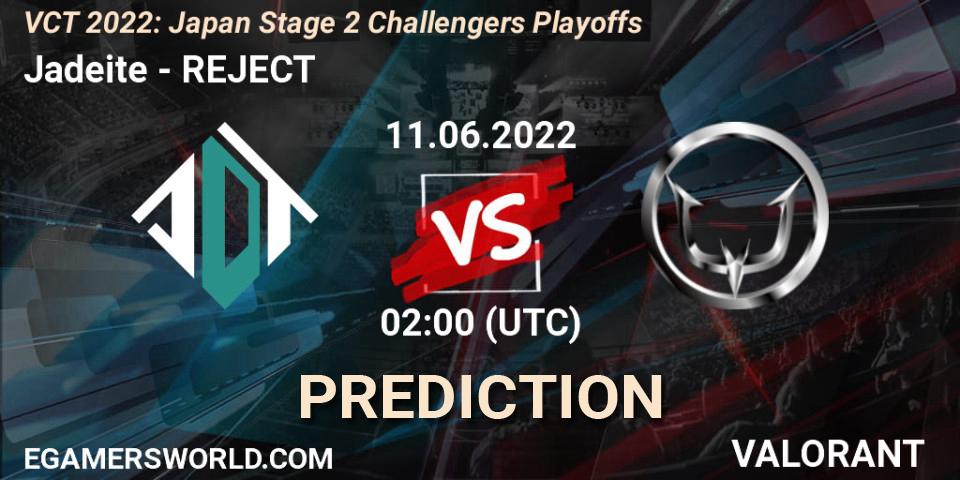 Prognoza Jadeite - REJECT. 11.06.22, VALORANT, VCT 2022: Japan Stage 2 Challengers Playoffs